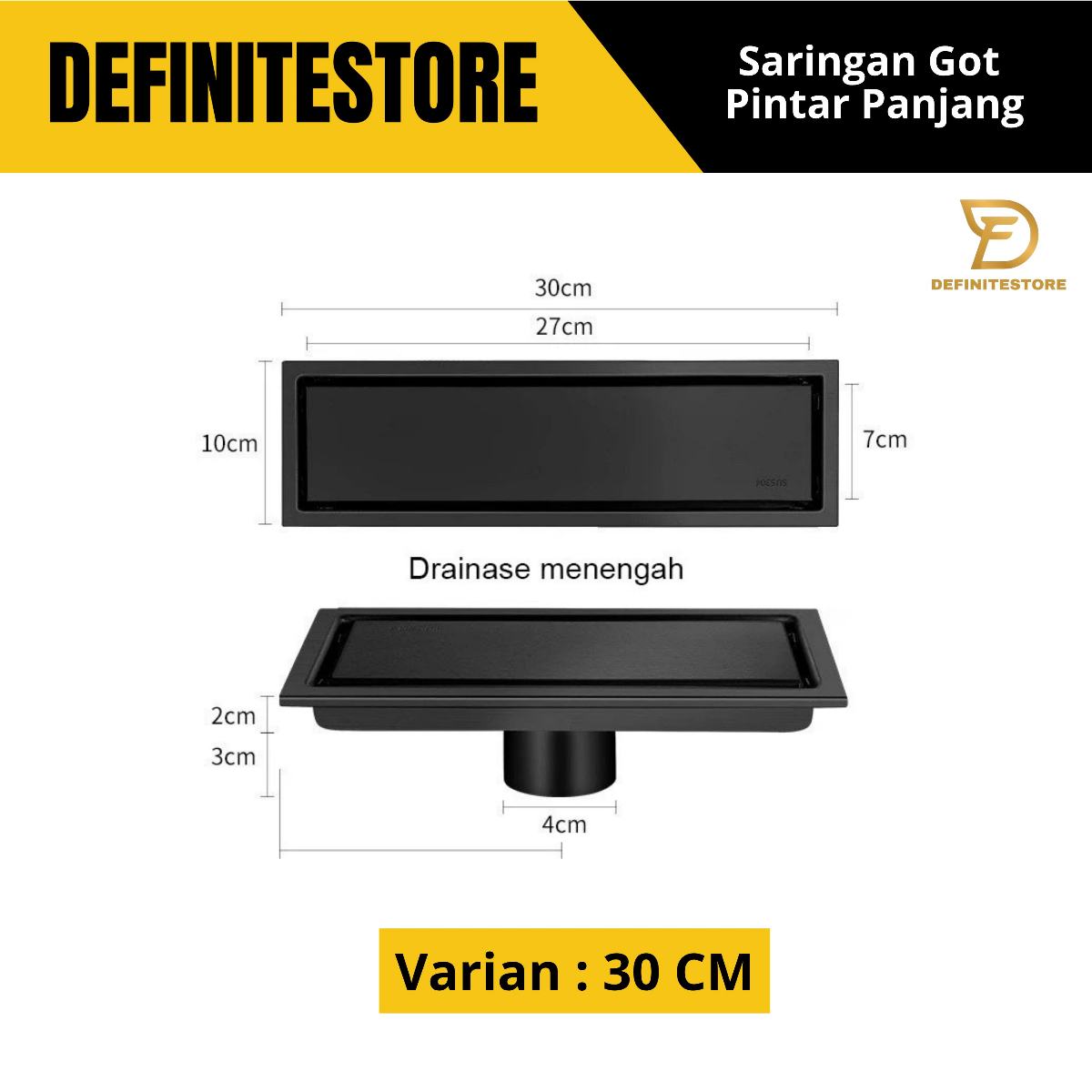 SARINGAN GOT PANJANG FLOOR DRAIN KAMAR MANDI STAINLESS SUS 304