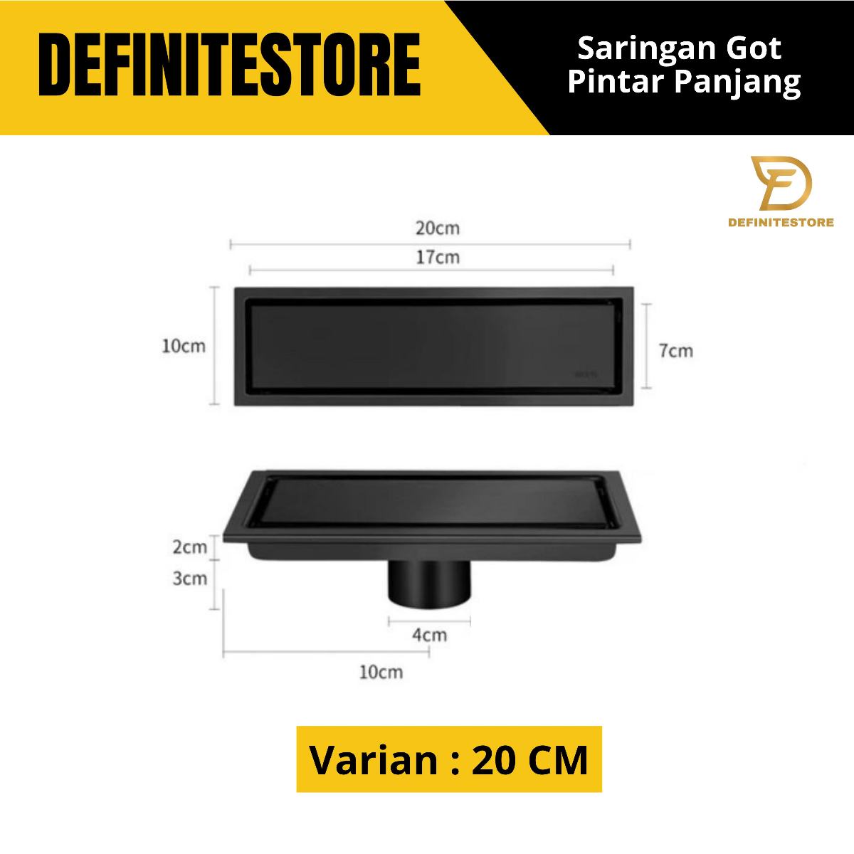 SARINGAN GOT PANJANG FLOOR DRAIN KAMAR MANDI STAINLESS SUS 304