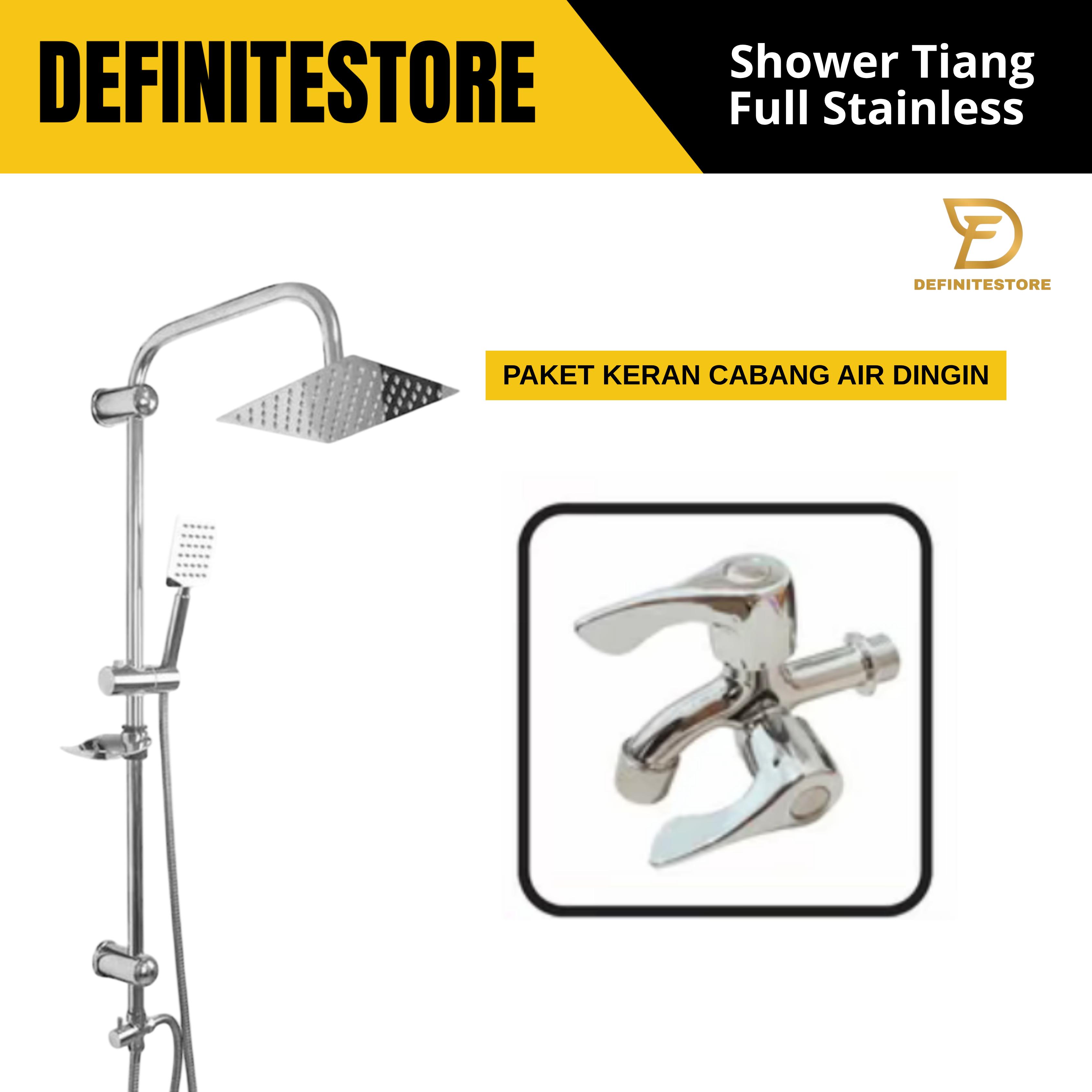 shower tiang set stainless column set hitam anti karat panas ding