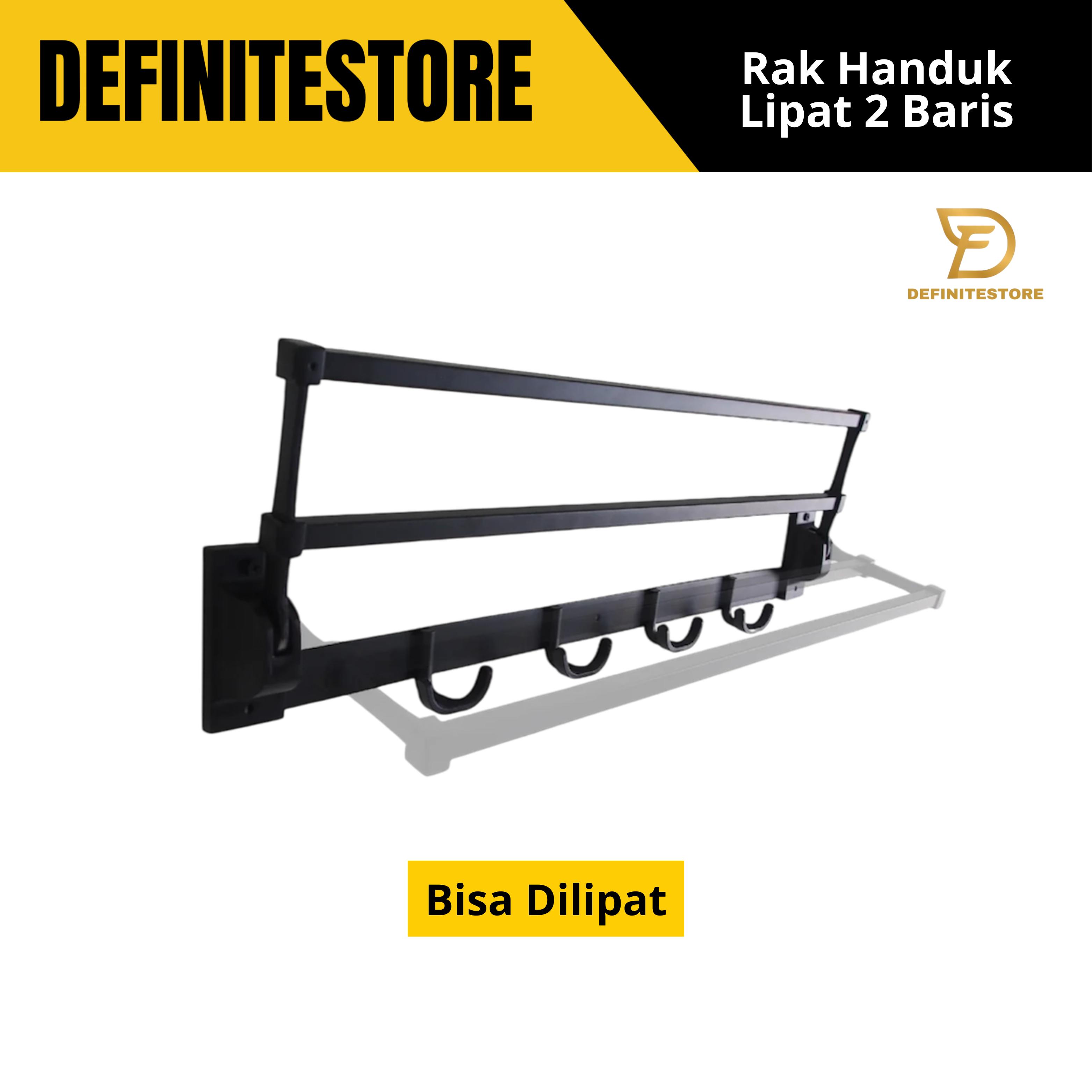 RAK HANDUK STAINLESS SUS 304 DUA BARIS DENGAN  KAPSTOK HITAM