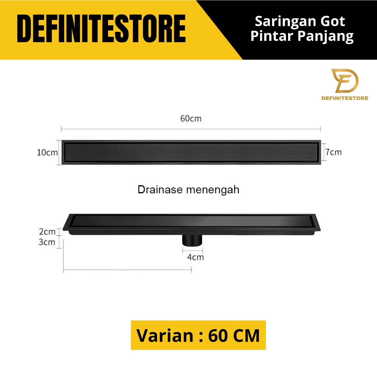 SARINGAN GOT PANJANG FLOOR DRAIN KAMAR MANDI STAINLESS SUS 304