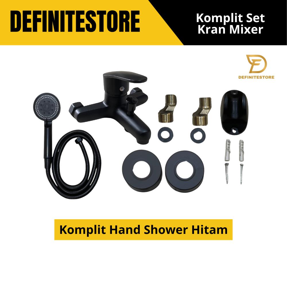 KRAN MIXER PANAS DINGIN HITAM STAINLESS SUS 304 KOMPLIT SHOWER