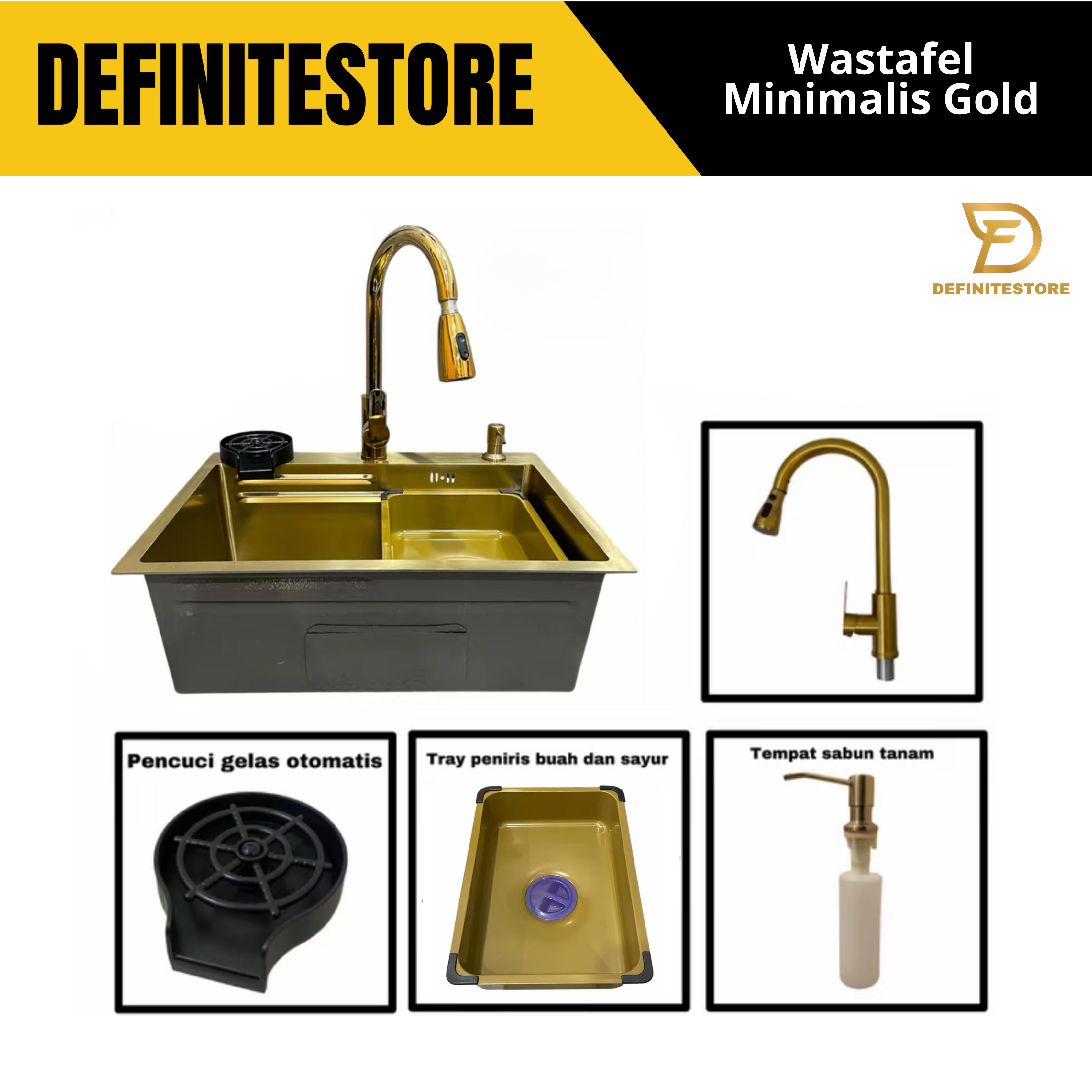 Wastafel Minimalis Gold 60x45 cm Kitchen Sink Bak Cuci Piring Sta